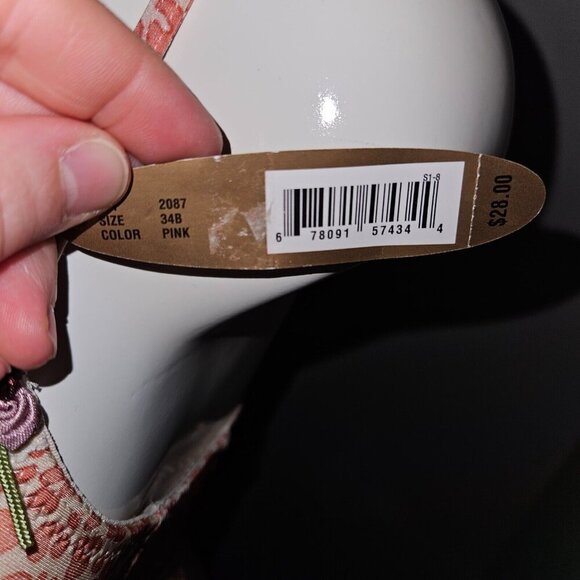 NEW Donna L'Oren Gold Label Bustier Pink Leopard Print Bra Cups Stays Size 34B - Picture 5 of 14